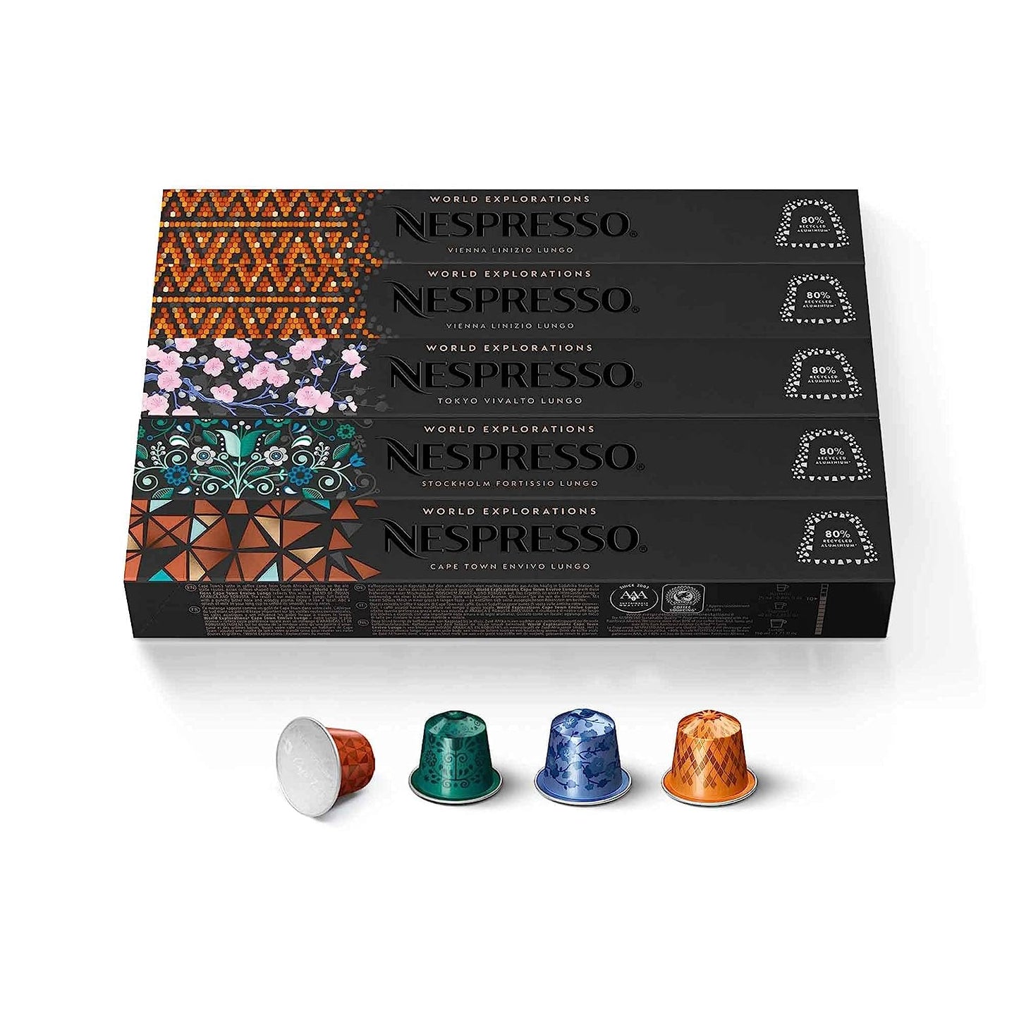 Nespresso Capsules OriginalLine, Morning Lungo Blends Variety Pack, Mild, Medium, and Dark Roast Coffee, 50 Count Espresso Coffee Pods, Brews 3.7 Ounce...