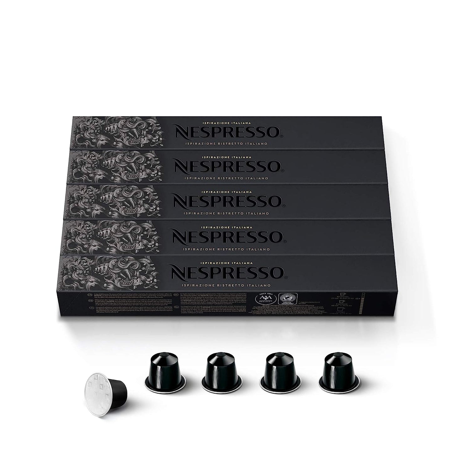 Nespresso Capsules OriginalLine, Ristretto Intenso, Dark Roast Coffee, Coffee Pods, Brews 1.35 Ounce (ORIGINALLINE ONLY), 10 Count (Pack of 5)